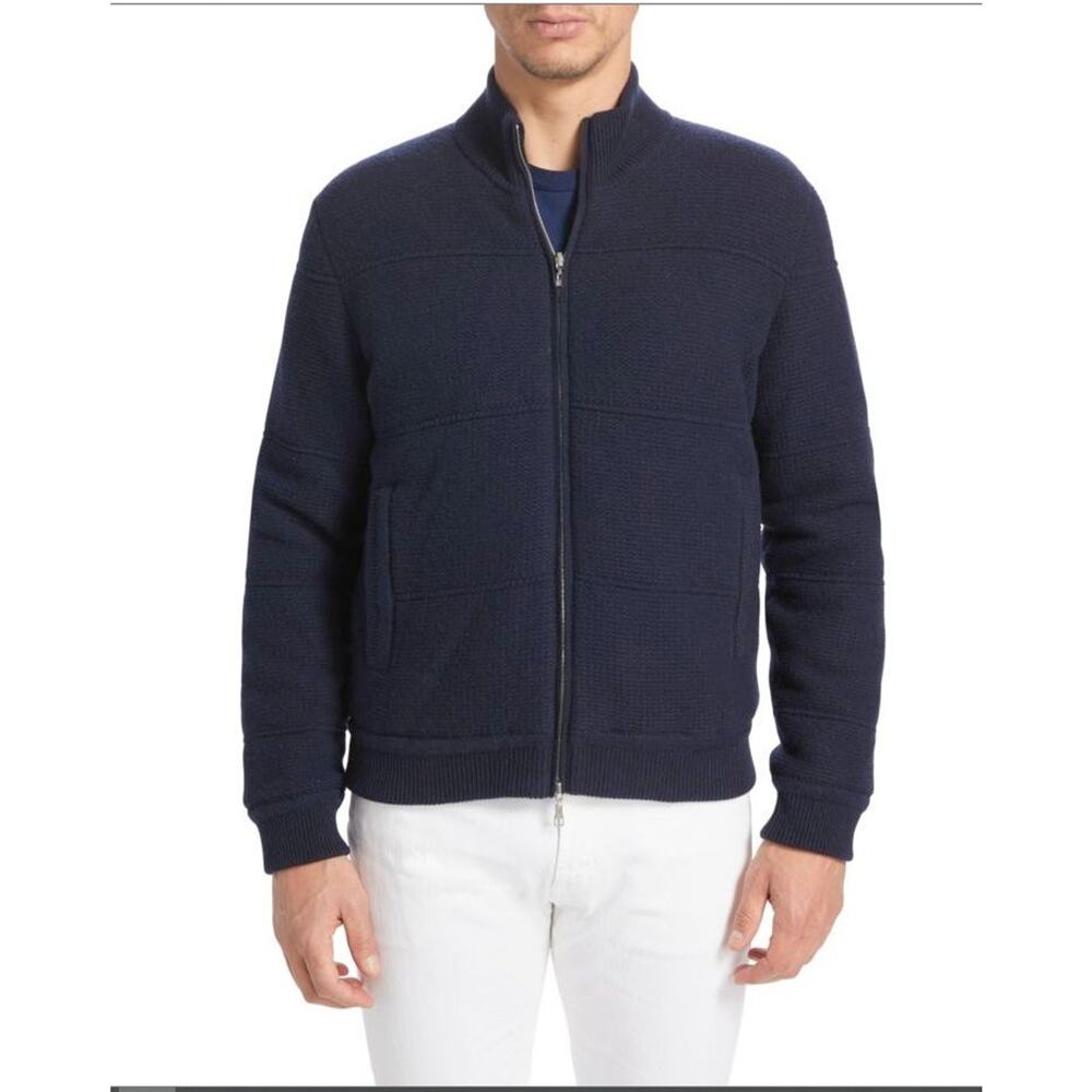 $6,395 NWT Brett Johnson 100% Cashmere Navy Reversible Zip Up Jacket Size 50(40)